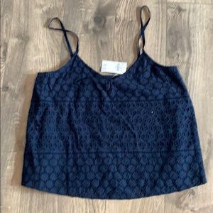 Navy lace Tank Top